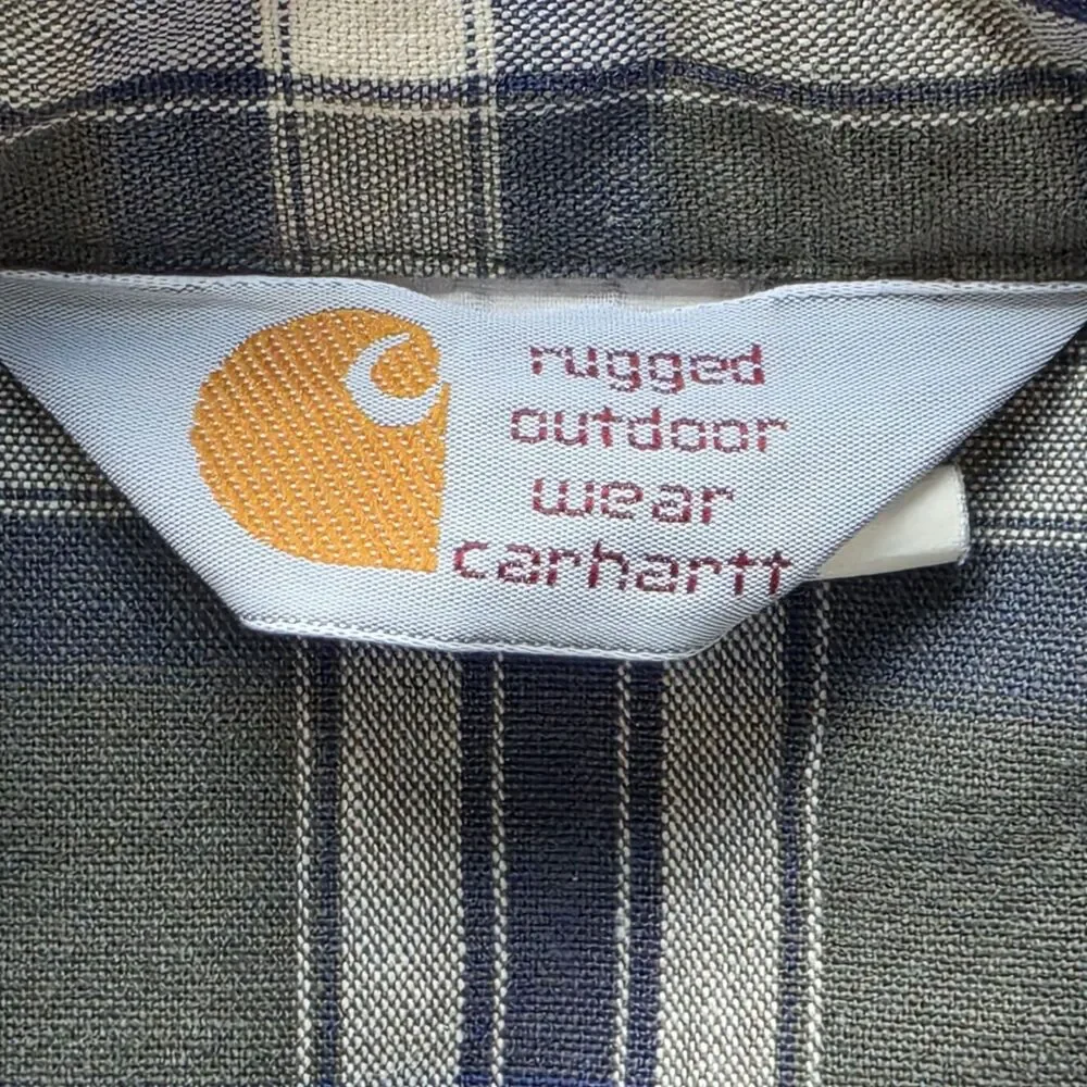 Carhartt Vintage Button Down Men XL Tall Rugged Outdoor Cotton Shirt Made n USA